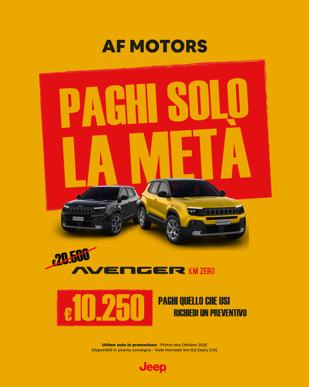 Promozioni Jeep a Cagliari - Promo Jeep Avenger - AF Motors