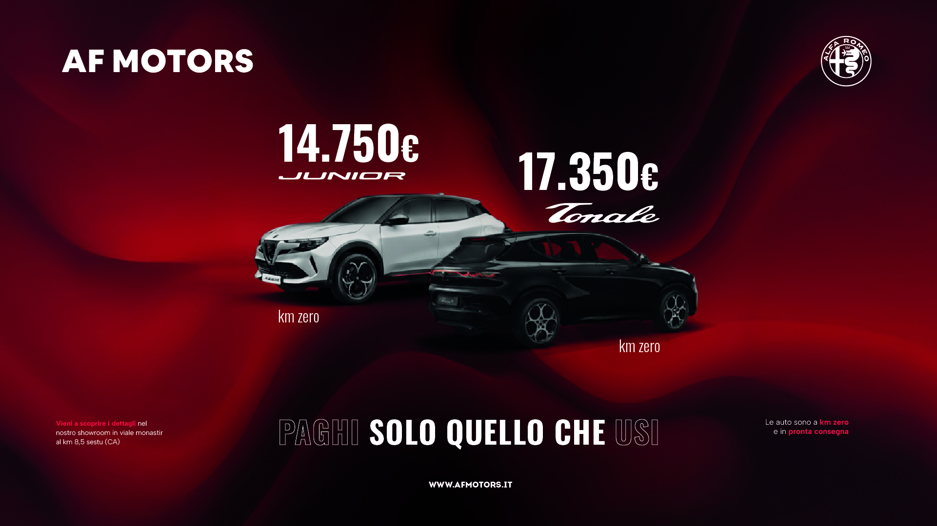 Junior 14.750€ - Tonale 17.350€ - PAGHI SOLO QUELLO CHE USI -Promo Alfa Romeo KM 0 AF Motors