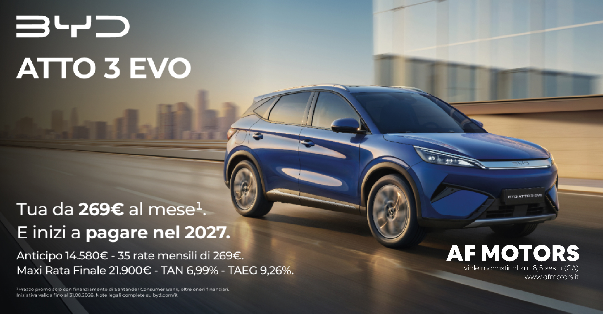 Promo BYD ATTO 3 EVO Agosto - AF Motors Cagliari
