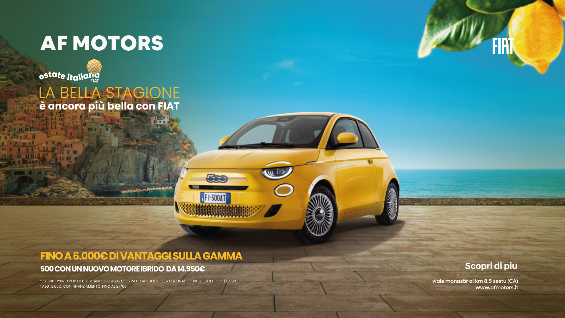 Promo Fiat 500 Ibrida Agosto AF Motors Cagliari